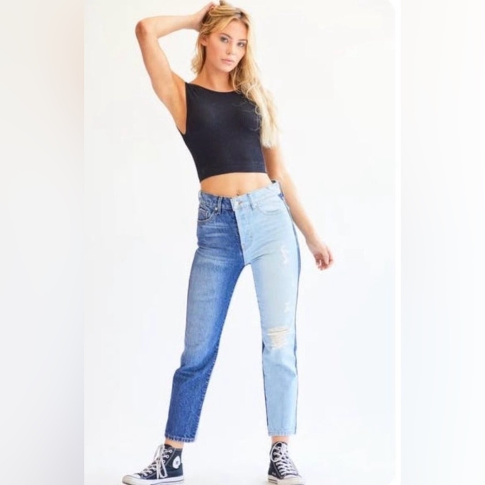 Revice Distressed Colorblock 2 Tone Denim Jeans sz 27